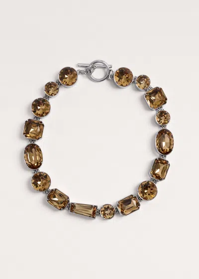 Me+em Bold Diamante Short Necklace Smoked Topaz-silver In Multi
