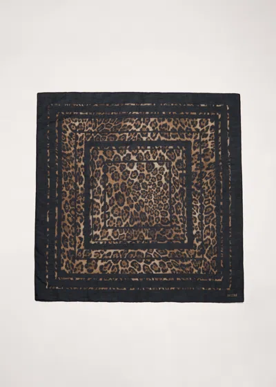 Me+em Border Scarf Dark Brown Multi In Black