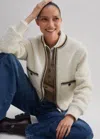 Shop Me+em Bouclé Bomber Jacket In Ivory