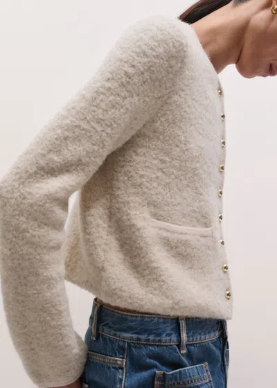 Me+em Boucle Knit Jacket Cream In Animal Print