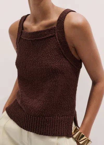 Me+em Bouclé Knit Top Cinnamon Brown