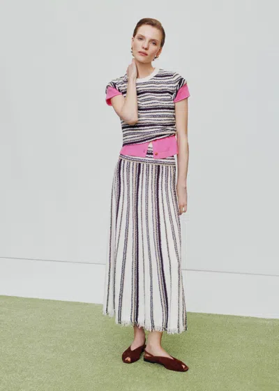 Me+em Bouclé Stripe Knit Maxi Skirt Cream Multi