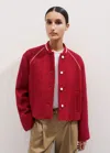 Me+em Bouclé Varsity Swing Jacket In Red