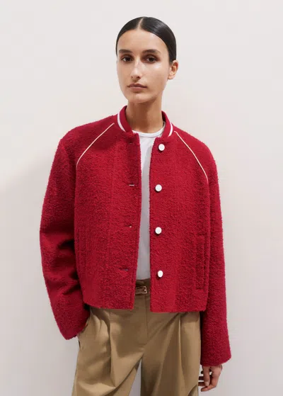 Me+em Bouclé Varsity Swing Jacket In Red