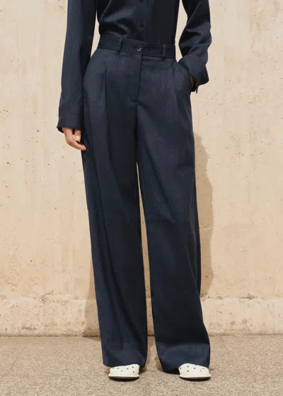 Me+em Boys Pleat Front Mélange Twill Pant In Indigo