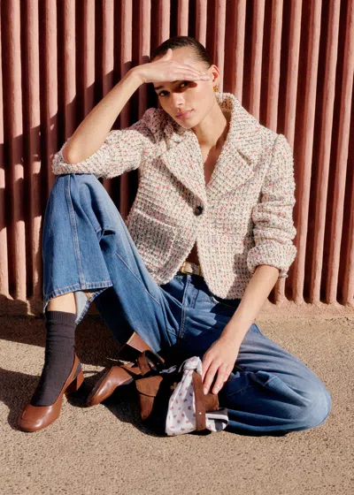 Me+em British Tweed Cropped Jacket Cream Multi In Neutral