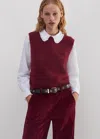 Me+em Brushed Cashmere Crew Neck Sweater Vest In Intense Red