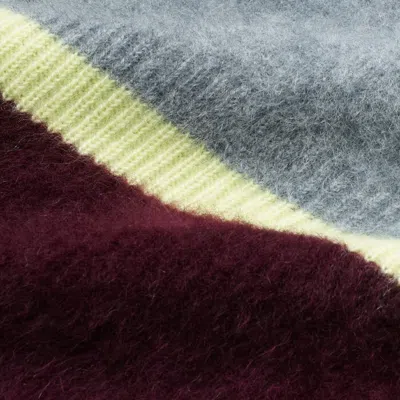 Me+em Brushed Cashmere Relaxed Stripe Sweater In Grey/merlot/lime
