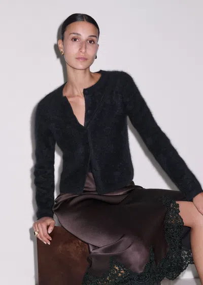 Me+em Brushed Cashmere Straight Knit Cardigan Black In Blue