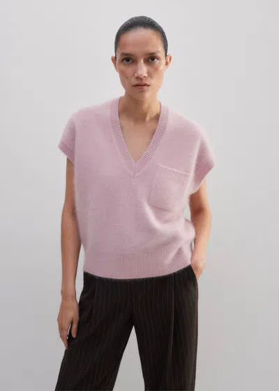 Me+em Brushed Cashmere V-neck Sweater Vest In Pink