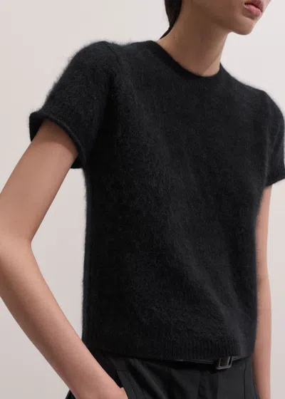Me+em Brushed Wool Shrunken Baby Tee Black