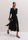 Me+em Button Front Maxi Shift Dress Black In Black