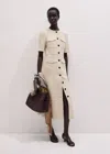 Me+em Button Front Maxi Shift Dress Cream In White