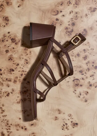 Me+em Caged Occasion Sandal Dark Caramel In Brown