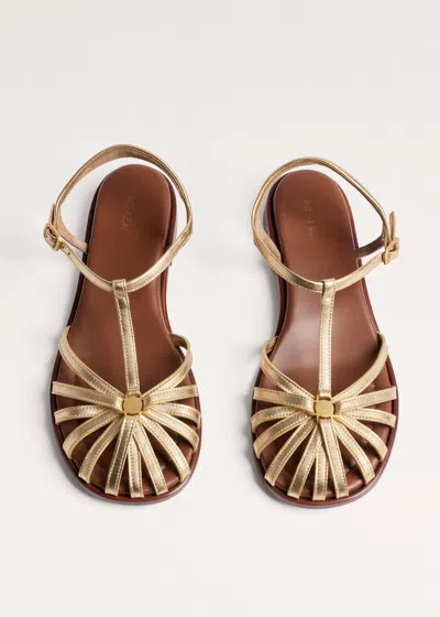 Me+em Caged T-bar Sandal Gold