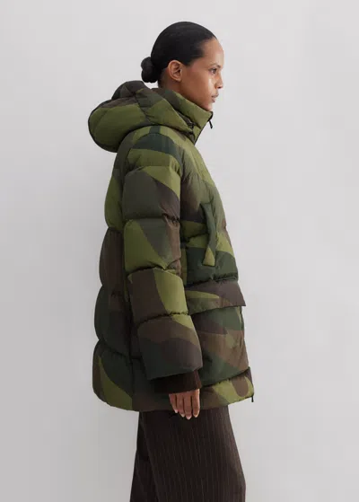 Me+em Camo Down Puffer Jacket In Green/brown/beige
