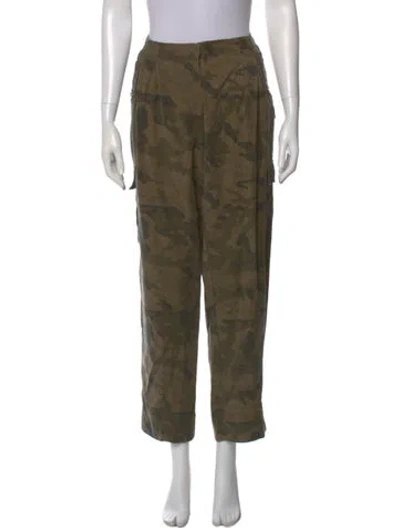 Pre-owned Me+em Camouflage Print Straight Leg Pants In Green
