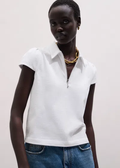 Me+em Cap Sleeve Polo Shirt Fresh White