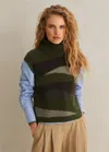 Me+em Cashmere Camo Cropped Sweater Vest+ Snood In Khaki Multi