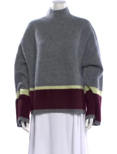 Pre-owned Me+em Cashmere Colorblock Pattern Sweater In Grey