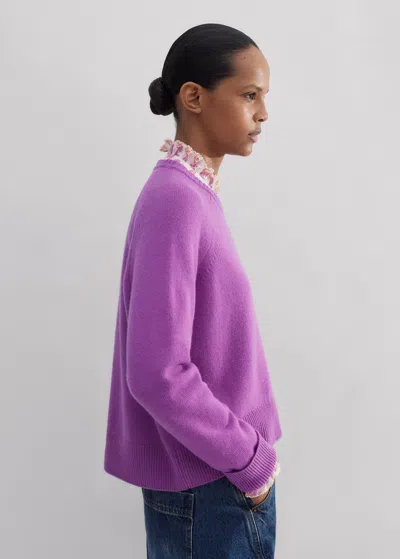 Me+em Cashmere Curved Hem Raglan Sweater In Winter Iris