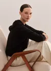 Me+em Cashmere Drop Shoulder Box Crop Hoody In Black