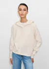 Me+em Cashmere Drop Shoulder Box Crop Hoody In Cream