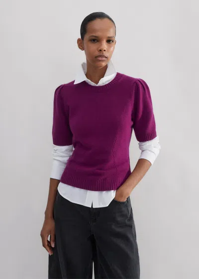 Me+em Cashmere Feminine Sleeve Tee In Intense Plum