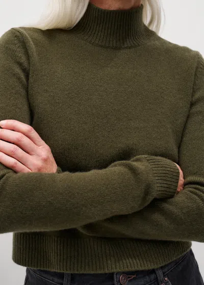 Me+em High Neck Crop Sweater In Green