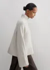 Me+em Cashmere High Neck Statement Jumper In Soft Grey Mélange