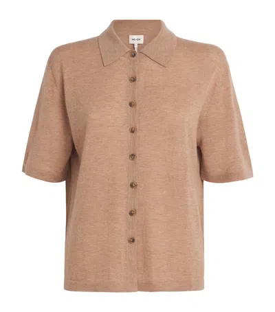 Me+em Cashmere Knit Short-sleeve Shirt In Brown
