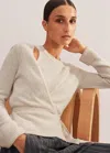 Me+em Cashmere Layered Wrap Top In Cream Mélange