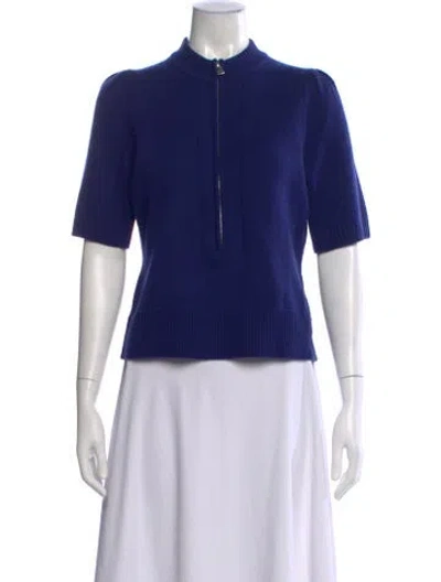 Pre-owned Me+em Cashmere Mock Neck Sweater In Blue