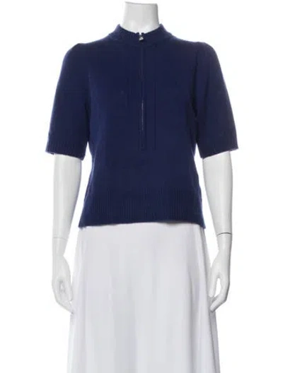 Pre-owned Me+em Cashmere Mock Neck Sweater In Blue