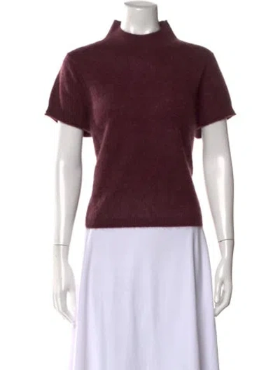 Pre-owned Me+em Cashmere Mock Neck Sweater In Burgundy