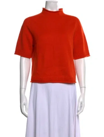 Pre-owned Me+em Cashmere Mock Neck Sweater In Orange