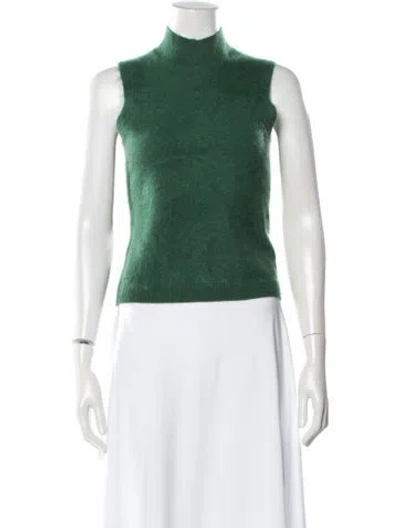 Pre-owned Me+em Cashmere Mock Neck Top In Green