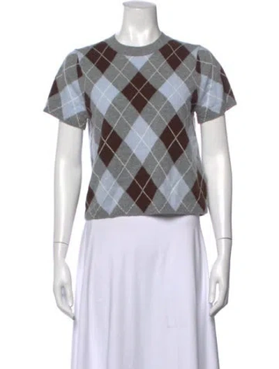 Pre-owned Me+em Cashmere Plaid Print Sweater In White
