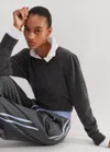 Me+em Cashmere Pouf Sleeve Sweater In Charcoal