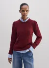 Me+em Cashmere Pouf Sleeve Sweater In Intense Red