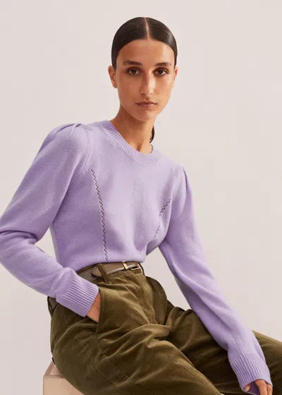 Me+em Cashmere Pouf Sleeve Sweater In Light Lupin Lilac