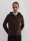 Me+em Cashmere Relaxed Fit Box Zip Hoodie In Espresso Brown
