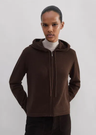 Me+em Cashmere Relaxed Fit Box Zip Hoodie In Espresso Brown