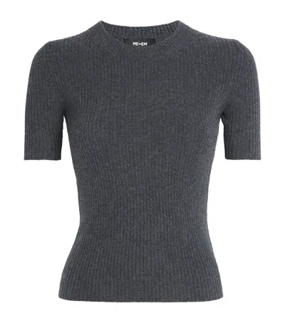 Me+em Cashmere Rib Knit Top In Gray