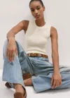 Me+em Cashmere Rib Tank In Light Cream