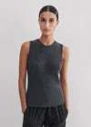 Me+em Cashmere Rib Sweater Vest In Dark Charcoal Mélange