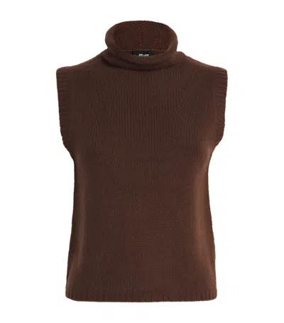 Me+em Cashmere Rollneck Sweater Vest In Brown