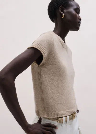 Me+em Cashmere Shrunken Knit Baby Tee Oatmeal In Neutral