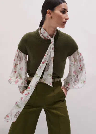 Me+em Cashmere Shrunken Knit Baby Tee Olive Green