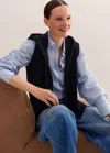 Me+em Cashmere Sleeveless Relaxed Zip Hoody In Navy